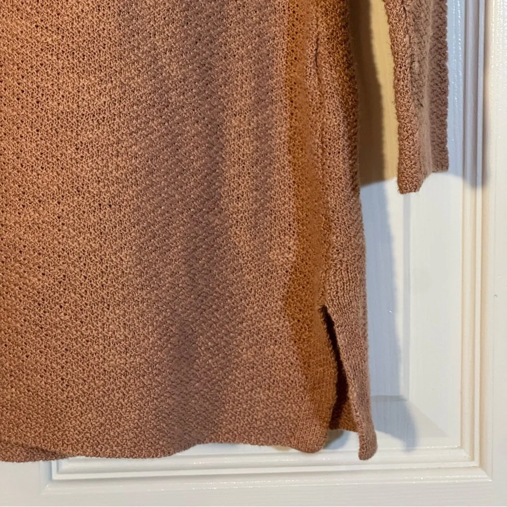 Eileen Fisher Organic Linen Cotton V-Neck Knit Top Warm Tan M, Capsule Wardrobe - Picture 6 of 9